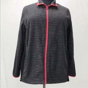 Full-zip Fleece Jacket Plus Size 3X Black Pink